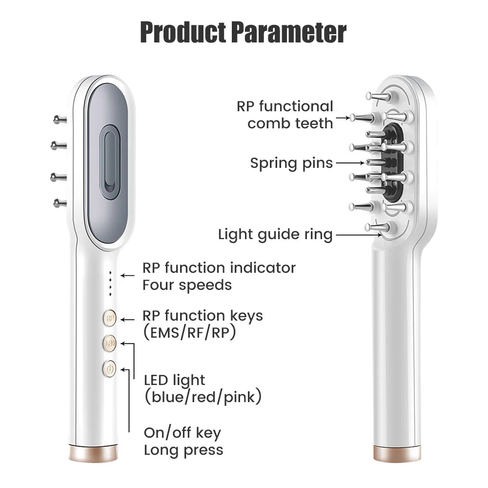 Brosse 7 en 1 EMS RF LED electroporation applicateur d'huile massante