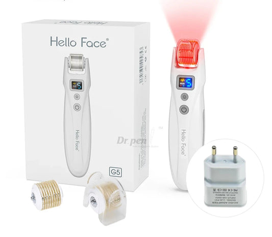 Kit professionnel de micro-aiguilles Derma Roller, EMS avec 2 lumières LED pour les rides, les cicatrices, la perte de cheveux, les soins de la peau