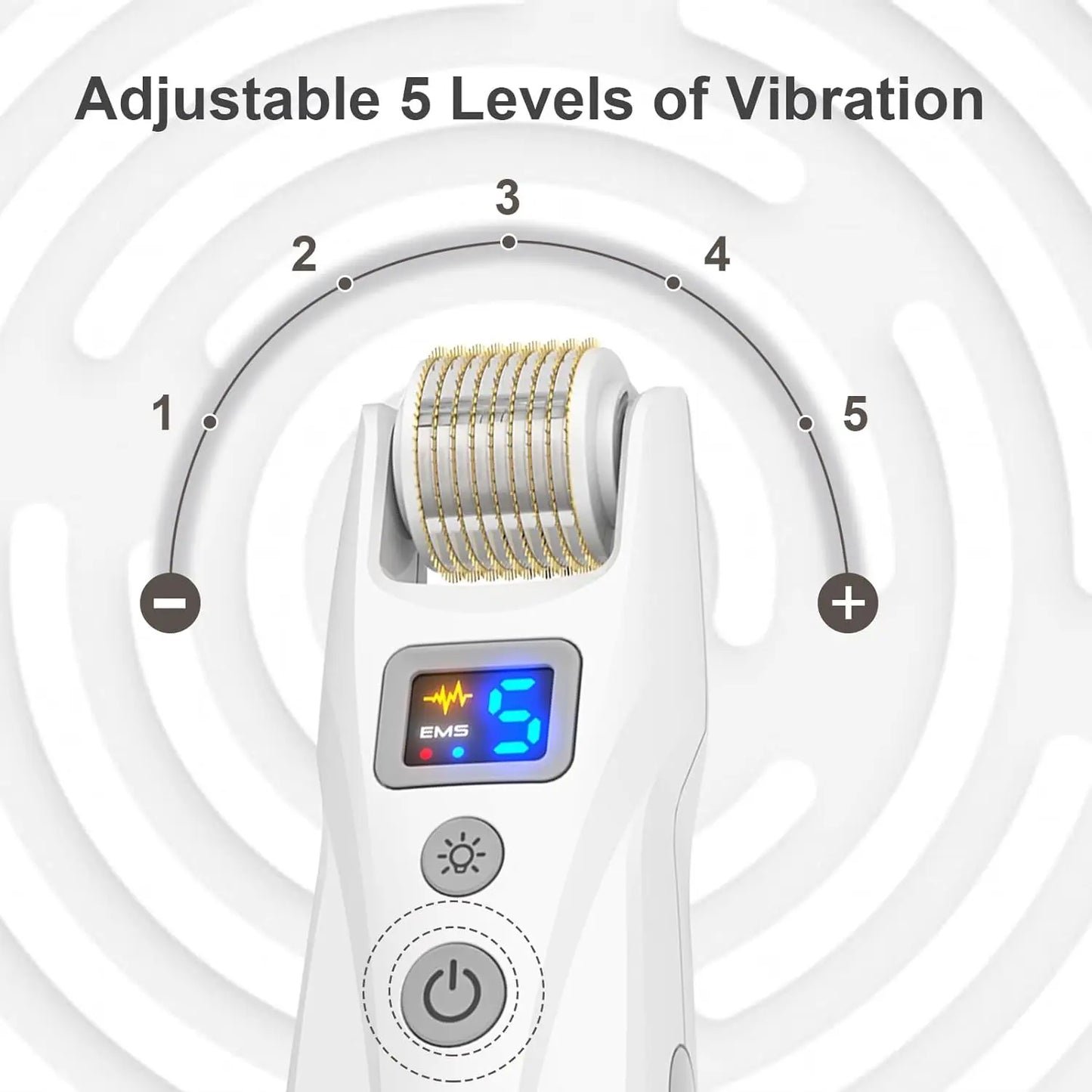 Kit professionnel de micro-aiguilles Derma Roller, EMS avec 2 lumières LED pour les rides, les cicatrices, la perte de cheveux, les soins de la peau